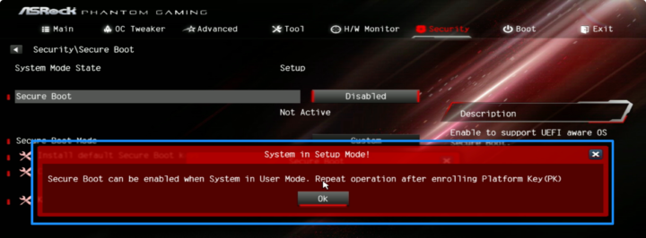 uefi secure boot platform key